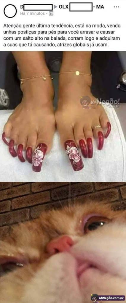 Unhas postiças de pé Ah Negão